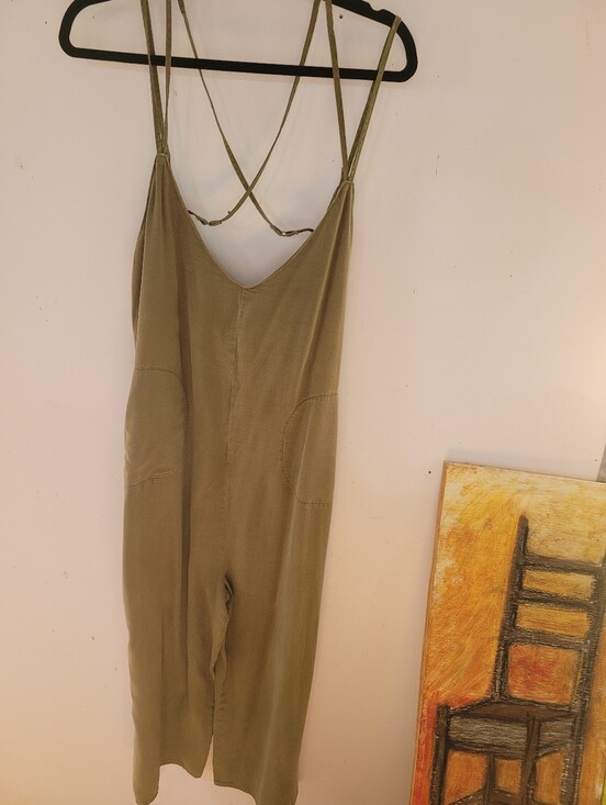 Free People Pants - Free Peole L Olive Green Strappy Jumpsuit